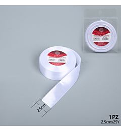 NASTRO RASO 2.5CMX25Y 001BIANCOGev