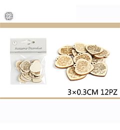 DEC.IN LEGNO ALBERO DELLA VITTA 3CM 12PCS0.3Gev
