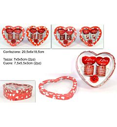COPPIA TAZZINE C/PELUCHE CUORE 4ASS FS425A48Due Esse