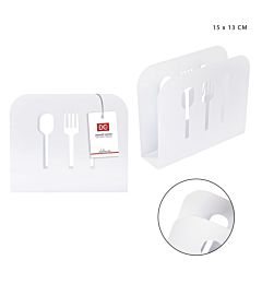 DC CASA PORTATOVAGLIOLI METALLO 15X4.5X13CM BIANCODc