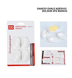 DC CASA GANCIO ADES. PLAST. OVALE 3X4.5CM 4PZ B.Dc