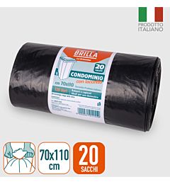 SACCHI CONDOM NERI 70X110 PZ.20 ARROTOLA 120LLa Briantina