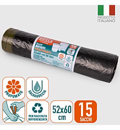 SACCHI PATTUMIERA NERI 52X60 CM 15PZ C/MAN.30LLa Briantina