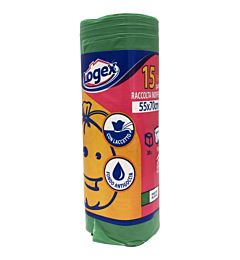 LOGEX SACCO 50L 55X70 15PZ VERDE S.160Logex