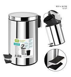 DC CASA PATTUMIERA PEDALE CROMATA 12L 25X38CMDc