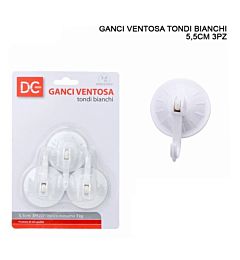 DC CASA GANCIO VENTOSA PLAST. TONDO 5,5CM 3PZ BIANDc