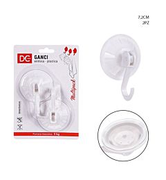 DC CASA GANCIO VENTOSA PLAST. TONDO 7,2CM 2PZ BIANDc
