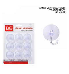 DC CASA GANCIO VENTOSA PLAST. TONDO TRASP. 4CM 9PZDc