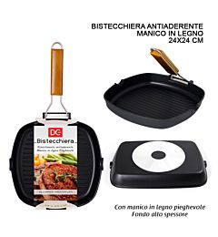 DC CASA BISTECCHIERA A/ADERENTE M/LEGNO 24X24CMDc