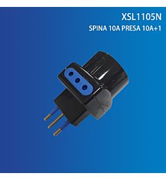 ADATTATORE 10A 2 PRESE 10A+1 SCHUKO NEROExtrastar