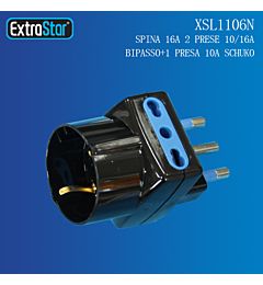 ADATTATORE 16A 2 PRESE 10/16A BIPASSO+1 PRESA 10AExtrastar