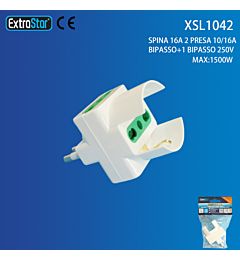 ADATTATORE SPINA 16A 2PRESE 10/16A + SCHUKOExtrastar