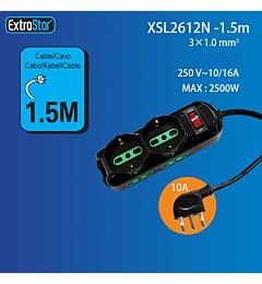 MULTIPRESA 10/16A+SCHUKO SPINA 10A CON SOVRACCARICExtrastar
