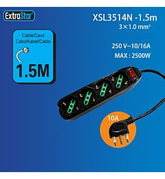 MULTIPRESA 4 POSIZIONI 10/16A SPINA 10A CON SOVRACExtrastar