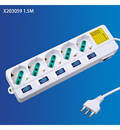 MULTIPRESA 5 POSIZIONI 10/16A 6 INTERRUTTORI