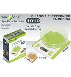 BILANCIA DA CUCINA CON RECIPIENTE  DA 1G A 5KGTekone