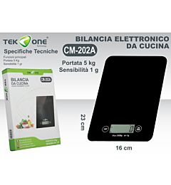 BILANCIA DA CUCINA DIGITALE DA 1G A 5KG NEROTekone