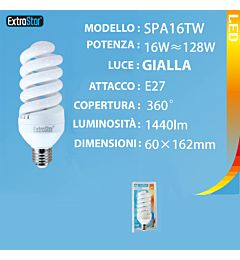 LAMPADINA A LED OPACA SPIRALE E27 16W 1440LM 3000KExtrastar