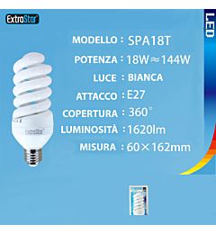 LAMPADINA A LED OPACA SPIRALE E27 18W 1620LM 6500KExtrastar