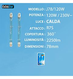 LAMPADINA A RISPARMIO ENERGETICO 120W R7S 78MM 270Extrastar