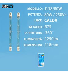 LAMPADINA A RISPARMIO ENERGETICO 80W R7S 118MM 270Extrastar