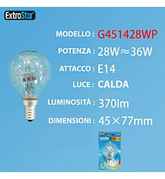 LAMPADINA A RISPARMIO ENERGETICO E14 28W 370LM 270Extrastar