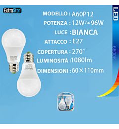 LAMPADINA LED E27 12W 1080LM 6500K  2PZExtrastar