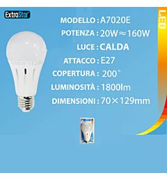 LAMPADINA LED E27 20W 1800LM 3000KExtrastar