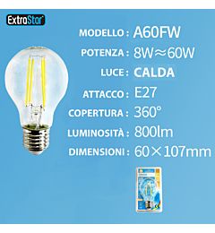 LAMPADINA LED E27 8W 800LM 3000KExtrastar