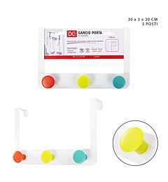 DC CASA GANCIO PORTA MET. 3POSTI 30X3X20CM BIANCO