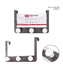 DC CASA GANCIO PORTA MET. 3POSTI 30X3X20CM GRIGIO