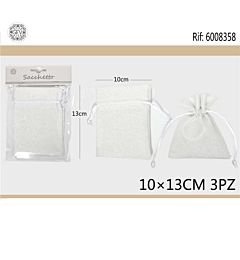 SACCHETTO LINO 10*13 3PCS BIANCOGev