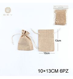 SACCHETTO LINO 10*13CM 6PZ MARRONEGev
