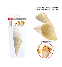 DC CASA CONO LEGNO FINGER FOOD 12CM 14PZDc