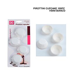 DC CASA PIROTTINI CARTA CUPCAKE  75MM 100PZ BIANCODc