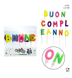 MR.PARTY CANDELINA BUON COMPLEANNO 2,5CM 14PZDc