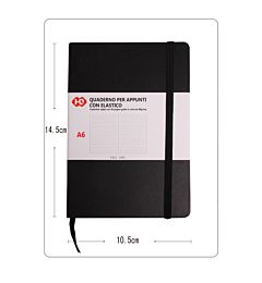 QUADERNO PER APPUNTI CON ELASTICO A6 COL. NERO