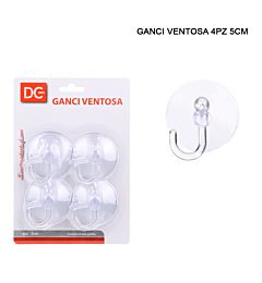 DC CASA GANCIO VENTOSA 5CM 4PZ TRASPARENTE