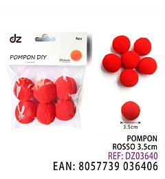 POMPON ROSSO 3.5CM 6PZ