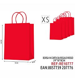 BORSA IN CARTA DA REGALO ROSSO XS 24*18*8
