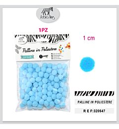 PALLINE IN POLIESTERE AZZURRO 1CM/100PC