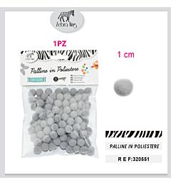 PALLINE IN POLIESTERE GRIGIO CHIARO 1CM/100PC