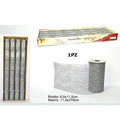 NASTRO RETE GLITTER 11.5CM X 2.7M SILVER HJ2013-03