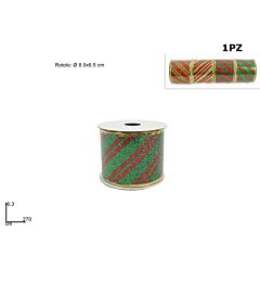 NASTRO 6,3X270CM RIGATO ROSSO/VERDE 4 ASS. HJ2021-