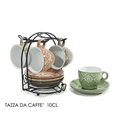 SET 4 TAZZINE CAFFE  10CL C/STAND ASS