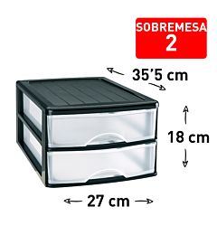 CASSETTIERA DA SCRIVANIA 2 CASSETTI NEROPlastic Forte