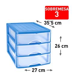 CASSETTIERA DA SCRIVANIA 3 CASSETTI BLU CAJPlastic Forte