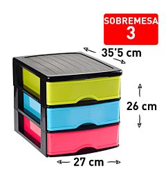 CASSETTIERA DA SCRIVANIA 3 CASSETTI NEGROCOLORPlastic Forte