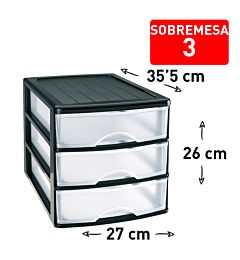 CASSETTIERA DA SCRIVANIA 3 CASSETTI NEROPlastic Forte