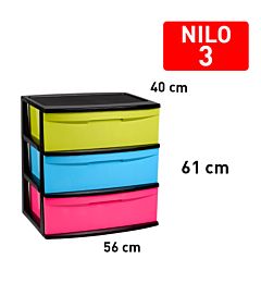 CASSETTIERA NILO 3 CASSETTI NEGROCOLORPlastic Forte